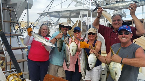 Some days, like today are AMAZING and for VIP Guests visiting from Montgomery, Texas D and Vicky Dimmitt,Tom & Pam Satchell, and Rich and Karen Larson it was nonstop fun and action – starting with a sunrise catch with Capt Casey (45′) Just what they wanted!