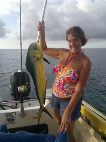 VIP guests Sal & Rosa panga fished with us today August 13th .. before getting a bit woozy, they caught these two nice Dorado.