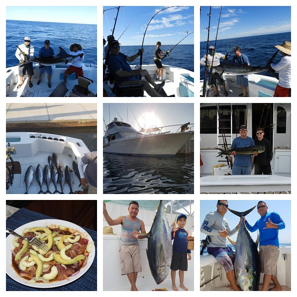 Happiness is fishing AND catching on our 65′ Hatteras.
