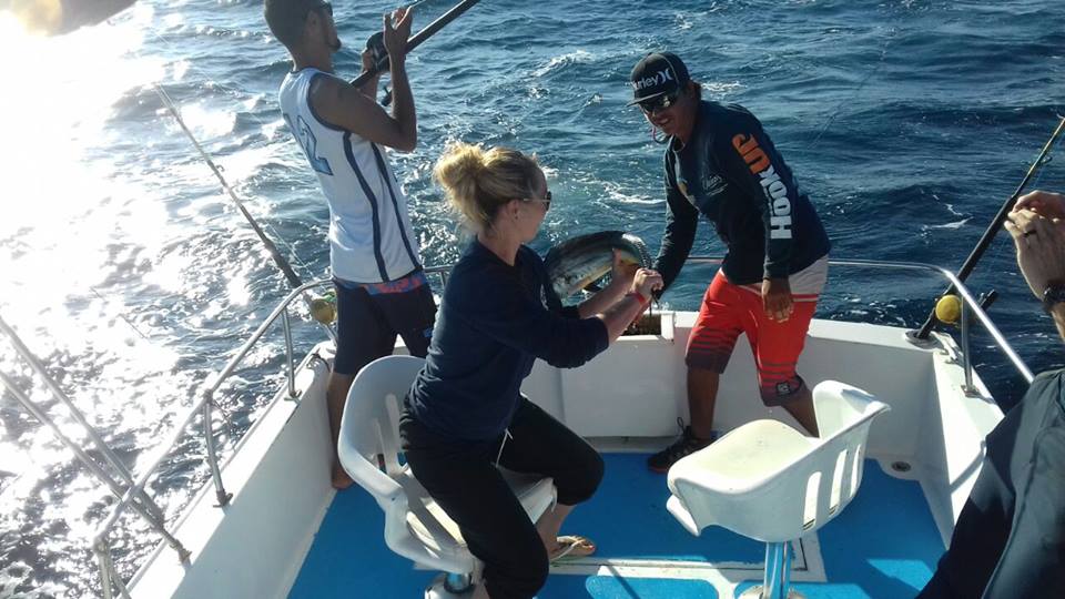 Newlyweds on their honeymoon fishing with Capt Jose