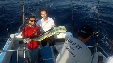 VIP Guests Collin Byrnes, Mark Haynes and Matt Eddy visiting from Long Beach, Calif. fished Sept 1st with Capt Jose and caught three beautiful dorado. Ring the dinner bell!