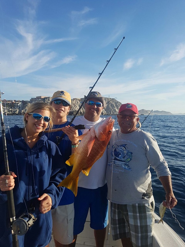 Day two of three forReturn VIP Guests Ken Knowles and familyKen, Hallie, Sierra and Collin and a smiling Capt Roberto!Todays bounty: 2 Striped Marlin released and 1 yummy Red Snapper PARGOvisiting from Pensacola, Florida