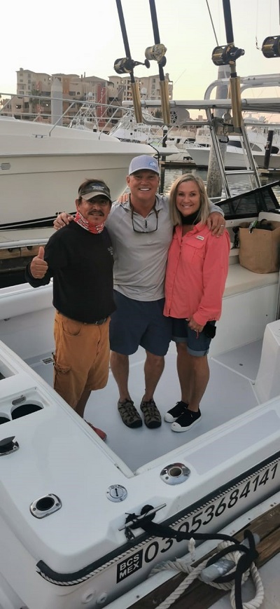 VIP Guests James and Teresa Schkade visiting from Albany, Texas ready to go with Capt Justo!