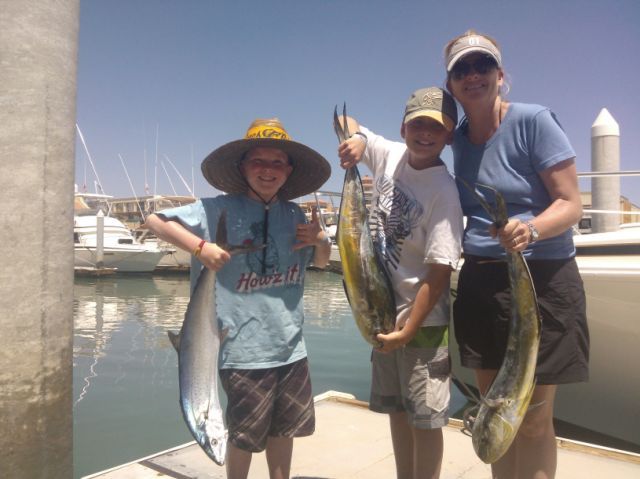 Visitng from San Diego, CaliforniaMom Melanie, Cass (age 13) and Ryan (age 10) fished with us today, April 2nd, with Capt Justo on one of our pangas. Look at those smiles!