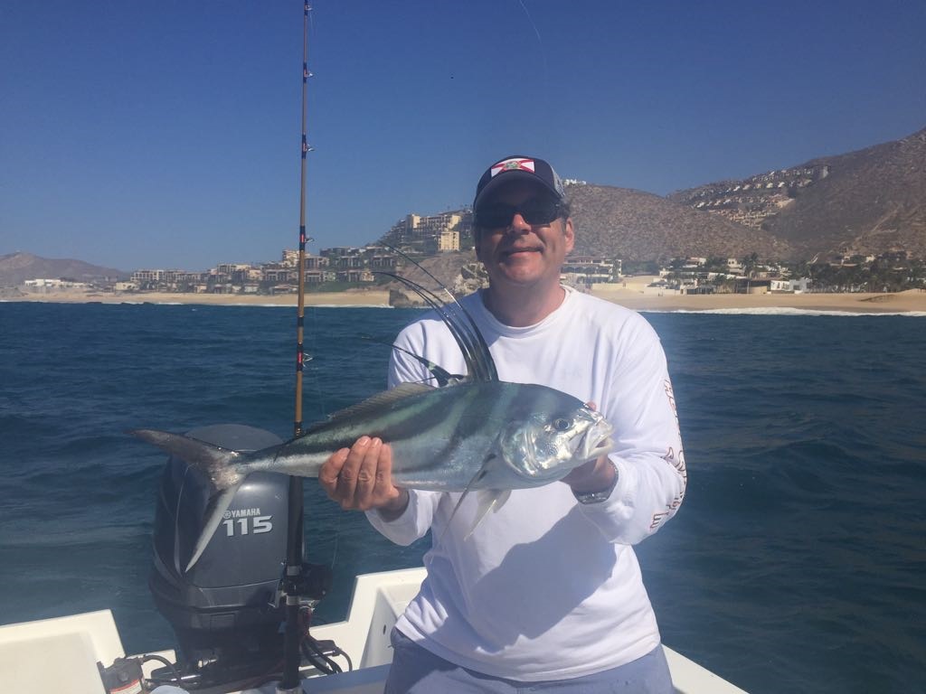 Return VIP Guest Chuck Mune visiting from Escondido, California panga fishing and catching with Capt Hugo.May 1, 2017