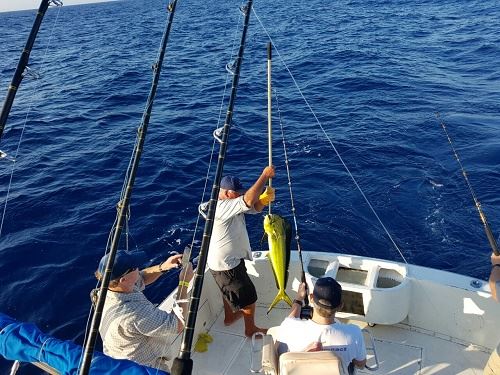 Return VIP Guest Chris Blackstock visiting from Thornton, Colorado fishing with friends Rick Battistelli, Mike Haider, and Steve Henry.