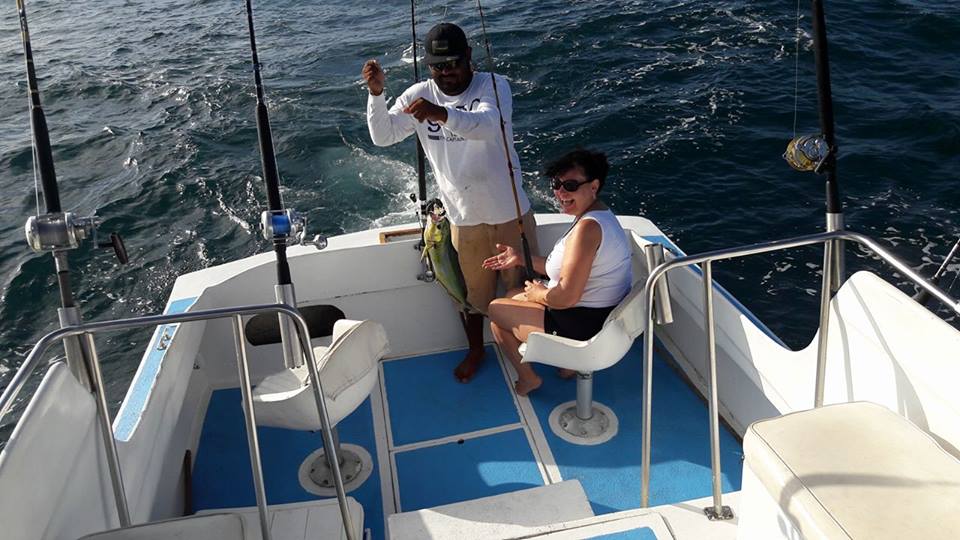 Visiting from Scottsdale, ArizonaJanelle Pera surprised her husband Fred with a trip to Cabo and a fishing trip with us and Capt Jose .. Sept 10, 2016 They boated and kept 5 Dorado and released many more.
