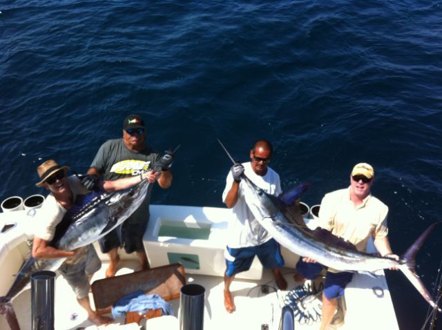 Return VIP Guests Joe Clavenna,,Stephen Reynolds, Reed Blackburn, Kimberly Clavenna, Dragos Ideliu, Maria Sloan, Constantin Bindea, Sorina Bindea fished with us (Sat Aug 17) for day one, aboard our 31′ Blackfin and our 37′ Bertram on Saturday August 17th ..the days bounty: