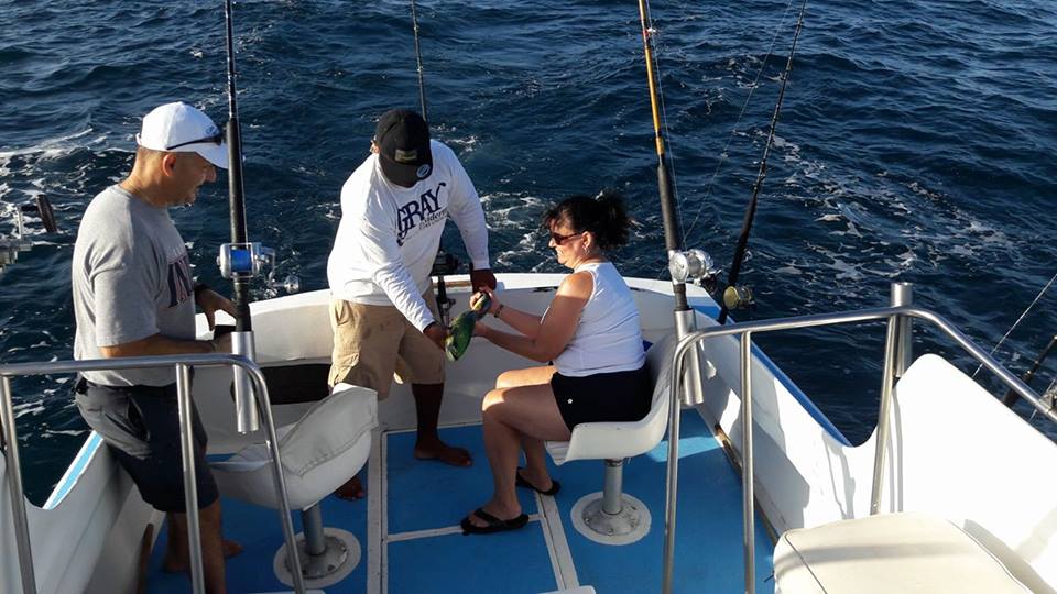 Visiting from Scottsdale, ArizonaJanelle Pera surprised her husband Fred with a trip to Cabo and a fishing trip with us and Capt Jose .. Sept 10, 2016 They boated and kept 5 Dorado and released many more.