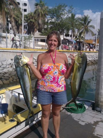 VIP guests Sal & Rosa panga fished with us today August 13th .. before getting a bit woozy, they caught these two nice Dorado.