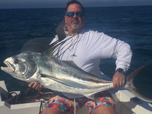 Thanks to panga Capt Hugo for an awesome early morning photo of VIP Guest Alan Aikman getting exactly what he asked for!