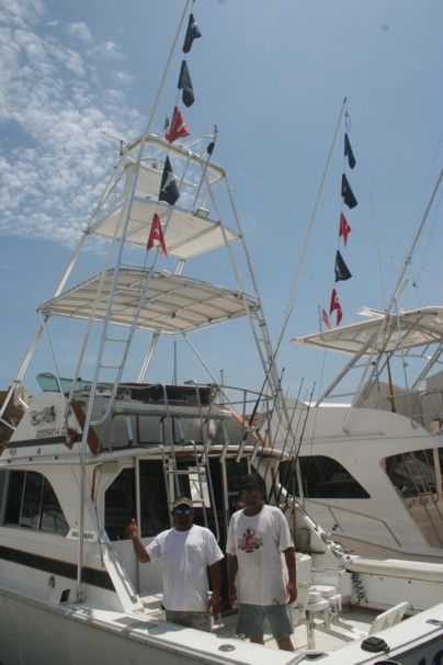 Hector and Carlos welcomed us aboard early and you could tell they were all about getting out early. A short while after we passed all other boats, you could tell we were headed to special waters with a special boat (I had picked “Cabo Magic” after doing a very brief amount of research and seeing that their boat placed in the Top Ten at the annual Bisbee’s tournament). Literally within 5 minutes (I kid you not….5 minutes) of putting our lines into the water, we had a striped marlin AND a sailfish ‘double-header’ on our lines. We completed the double header and truly thought our day was done, but thereafter we caught not 1, not 2 but four more striped marlin that day. FIVE striped marlin and a sailfish is a trophy day by anyone’s count and we could not believe how lucky we were – every single person caught a big game fish. The sun was hot, the ocean choppy, the burritos were delicious, the beer was cold and Hector and Carlos delivered up one AMAZING fishing trip. I can’t say this was a trip of a lifetime because I expect just as much next time I fish with them, as I’m definitely coming back for more. THANK YOU CABO MAGIC!! Lori, you are a fantastic planner and Tommy it was a pleasure to meet you on the dock. Cheers – Miller, Nick, Kevin, Laura, Kellen and Tony – Ypsilanti, Michigan”CABO MAGIC” August 20, 2008
