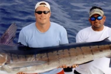 Kevin and I had a great experience fishing aboard “Cabo Magic” with Capt Hector and ChaCha. That morning as we headed out I saw the lures being prepared for us and Kevin said to me “These guys are all business” Within the next hour we landed a 180lb Striped Marlin. Soon after the Capt put us on Dorado one after the other. The crew worked well together and next thing I know we reel in Two Sailifish back to back. I reeled in another Dorado and Kevin gets one more Sailfish. To finish off a perfect day I get a big bull Dorado. We’ll never forget fishing with Capt Hector and ChaCha. They were courteous, and made the effort to show us the best time possible. “Cabo Magic” had the best display of flags on the outriggers that day. Hope you enjoy the pictures.