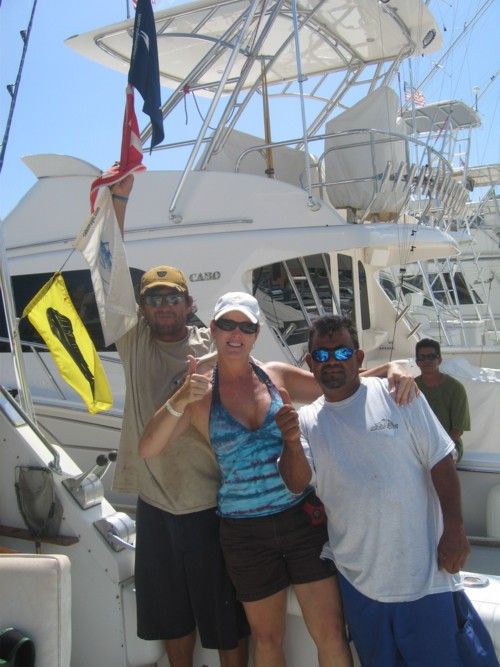 Thanks : We had a great day of fishing.Three marlin hookups, two caught. Eight dorado, yellowfin tuna (dinner). Hector and Carlos are professionals