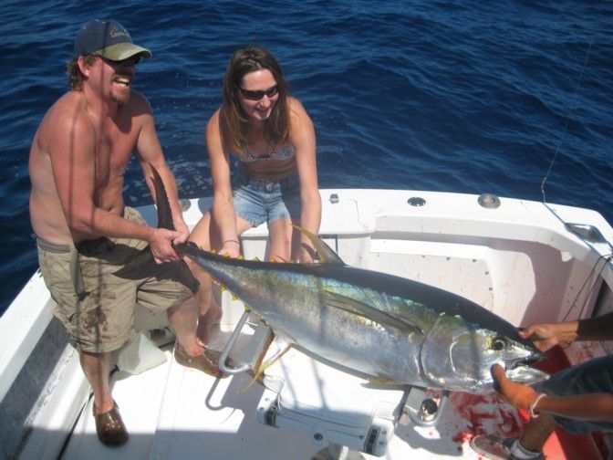 Here is the photo of the 150 lb yellowfin tuna that we caught on your boat.Thank you