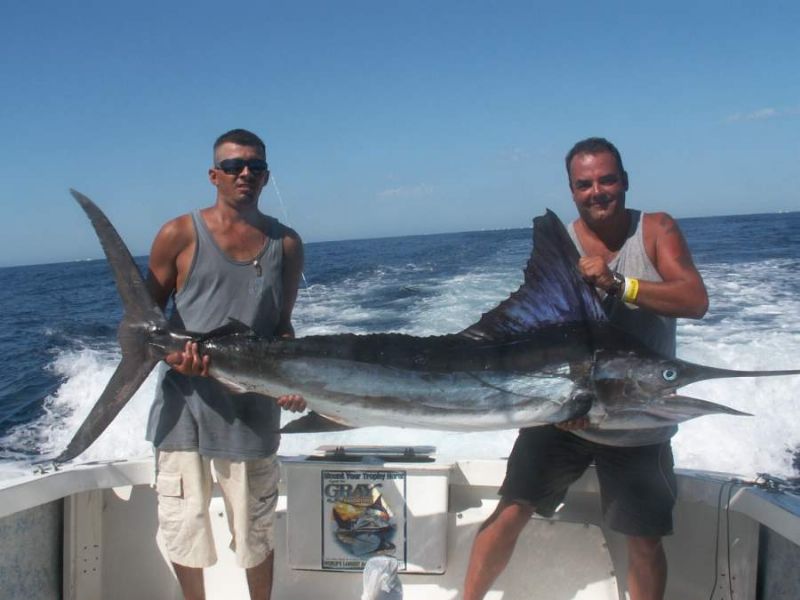 November 7, 2008 Dear Lori and Tommy, I just wanted to take the time to say “Thank You” for a great time fishing with you. We fished with the best crew I have ever fished with on a charter. The captain and crew were outstanding. We fished on 10/22, catching and releasing 8 Dorado and lost 1 Marlin. We also fished on 10/26, catching and releasing 3 Striped Marlin and and a hand full of Dorado. On 10/26 our mate “Charo” was “AWESOME”. What a mate. There are no other words to describe that crew. Being in Cabo for our 10th anniversary was “MAGIC”. Fishing Cabo, was “CABO MAGIC”. I’m sending you these pictures for your gallery. Thank You So Much, “Tight Lines” Geoffrey and Jennifer Sullivan Hazlet NJ