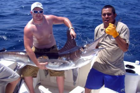 In all we caught approximately 25 Dorados, 3 Tunas, 2 Wahoos, 1 Sailfish, 2 quality Striped Marlin, and 1 very nice Blue Marlin. We also saw a couple of whales, sea turtles, stingrays, and countless Dolphins.