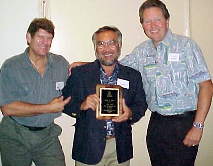 The Unforgettable Sea Of Cortez was named Best Book Of The Year by the California Outdoor Writers Association in a presentation held at Oxnard, California. The award was presented to Gene Kira (center) by Bill Karr (left) of Western Outdoor News, who was elected as the association’s president for 2000. At right, is the publisher of the book, Mike Bales, of Cortez Publications.
