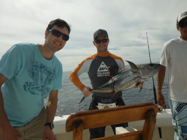 Return VIP Guests Dr. Kevin Macdougall and Miller Smith of Victoria, British Columbia, Canada fished with 5 yr old daughter Sadie and sons Kaden age 7 and Everett age 4 on Jan 25, 2013 aboard our 33′ Blackfin Combi.