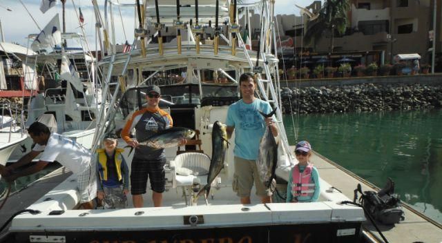 Return VIP Guests Dr. Kevin Macdougall and Miller Smith of Victoria, British Columbia, Canada fished with 5 yr old daughter Sadie and sons Kaden age 7 and Everett age 4 on Jan 25, 2013 aboard our 33′ Blackfin Combi.