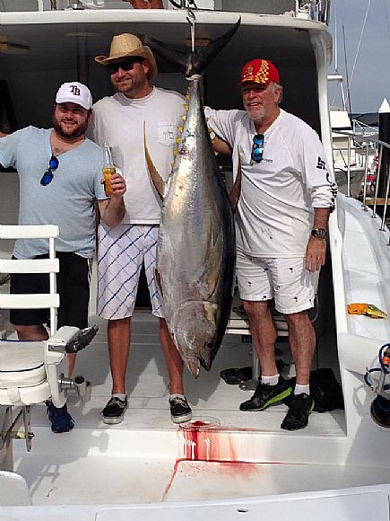 This monster Yellowfin Tuna was caught day three on 38′ with Captain Carlos