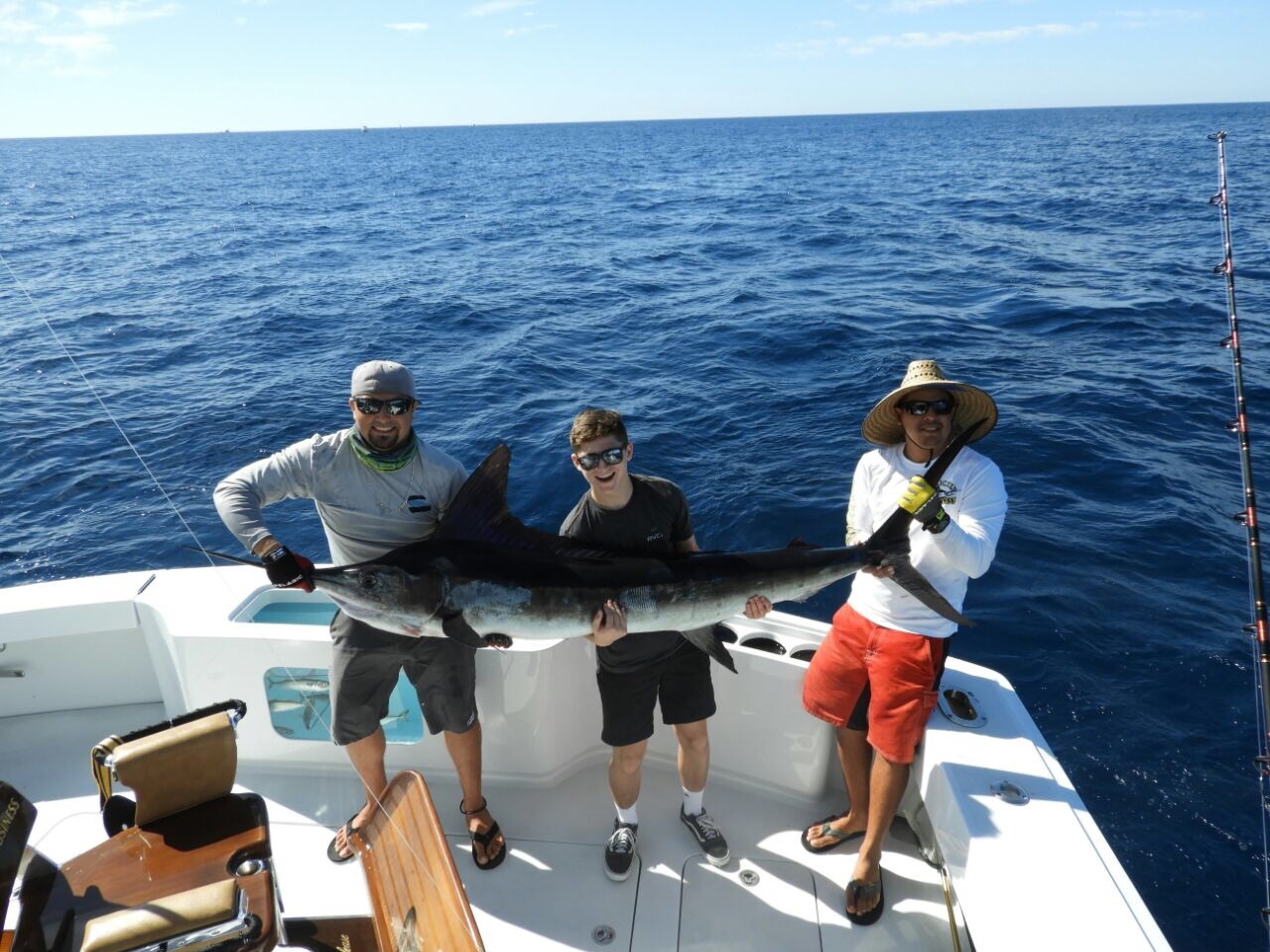 Father and Son DayVisiting from Coto de Caza, CaliforniaVIP Guests Brian Hill and son Brandon had an #Outstanding Day today on the 65′ Hatteras with Capt Ruben and Marineros muy Bueno Alberto and Jose catching and releasing 4 Marlin and boating 1 Dorado!