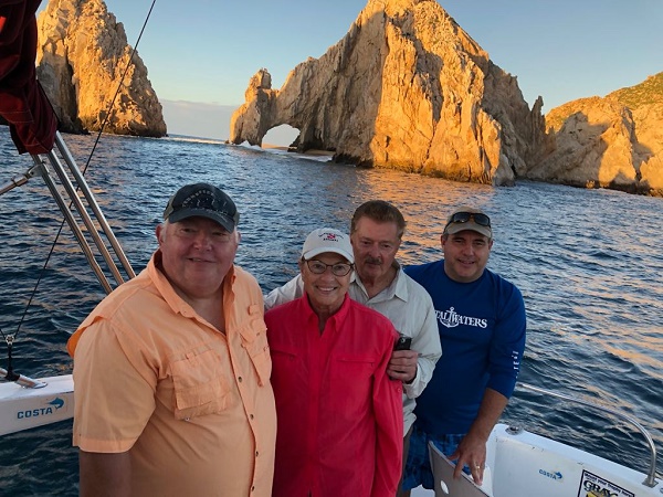 Visiting from Hubertus, Wisconsin first timers Howard & Christina Stemm, Patrick Prening and Jim Hartman begin day one with Capt Manuel