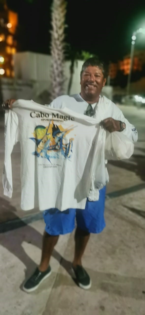 This is the current release of the **Limited Edition Original Design FISH EXPLOSION Long-sleeve shirts** Get yours by contacting the office – supplies are limited